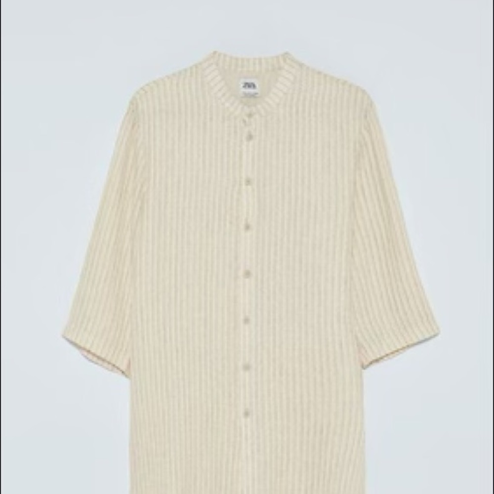 Zara men striped linen shirt